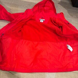 COLUMBIA SPORTSWEAR WOMENS CHERRY RED LARGE RAIN JACKET COAT HOODED